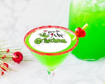Drink Up Grinches Cocktail Topper - Fun Christmas Edible Favour, Ideal for Festive Parties and Unique Holiday Gifts