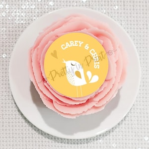 Personalised Wedding Party Engagement Anniversary Bird Edible Cupcake Toppers Favours