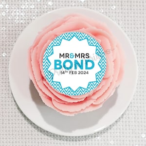 Personalised Wedding Party Engagement Anniversary Chevron Edible Cupcake Toppers Favours