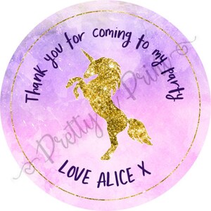 Personalised Unicorn Stickers Birthday Party Invitation Favours