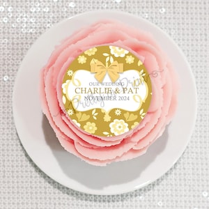 Personalised Wedding Party Engagement Anniversary Floral Edible Cupcake Toppers Favours