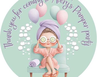 Personalised Pamper Party Spa Day Birthday Stickers