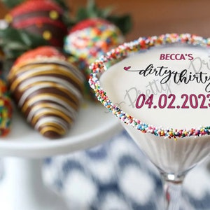 Personalised Signature Drinks Topper Cocktail Topper 30th Party Birthday Edible Favour