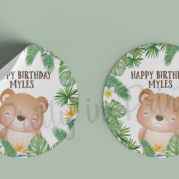Personalised Safari Animals Stickers Party Birthday Baby Shower Favours Labels