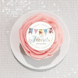 Personalised Pastel Bunting Edible Cupcake Toppers Birthday Party Favours