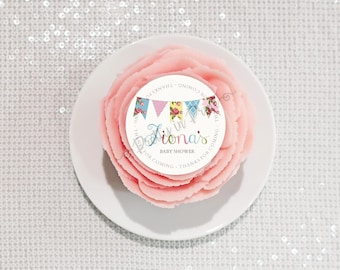 Personalised Pastel Bunting Edible Cupcake Toppers Birthday Party Favours