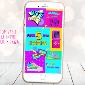 90s Invite, House Party Text Invitation, 90&#39;s Party Text, Throwback Birthday, Digital Invitation, Throwback Birthday, 90&#39;s Invite