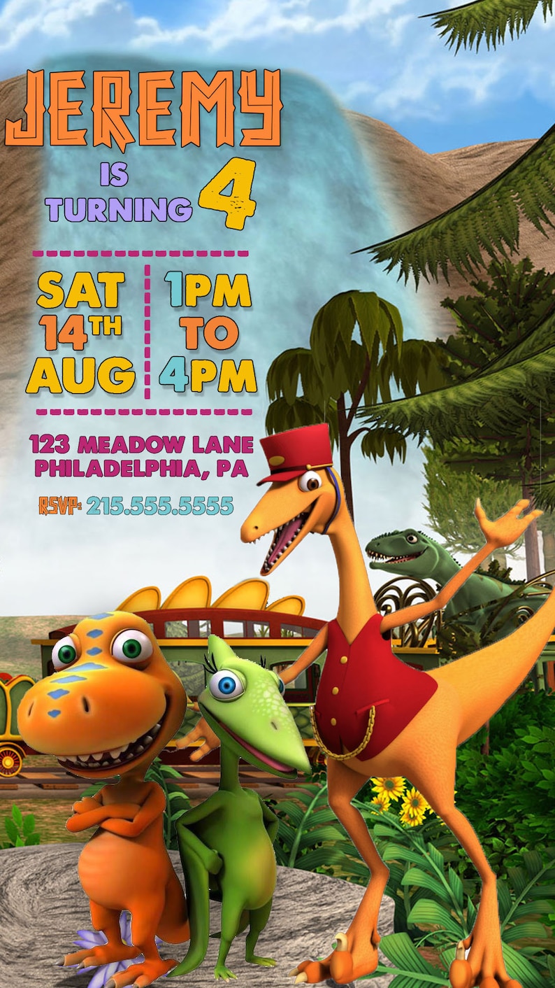 Dinosaur Train Birthday Invitation Digital Text Dinosaur - Etsy