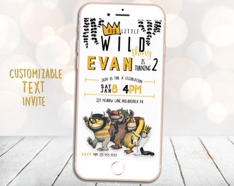 Wild Things Invitation, Where the Wild Things Are Text Invite, Digital Text Invite, Wile One, Text Invitation