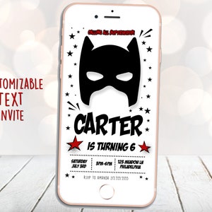 Super Hero Birthday, Super Hero Text Invite, Superhero Party, Superhero Text Invitation