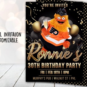 Gritty Invitation, Gritty Mascot Invite, Flyer&#39;s Gritty Party, Gritty Birthday, Philadelphia Birthday Invite, Digital Invitation, Flyers
