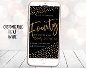 40th Birthday Invitation, Elegant Birthday Invitation, Text Invitation, Digital Text Invite, Black and Gold Invitation