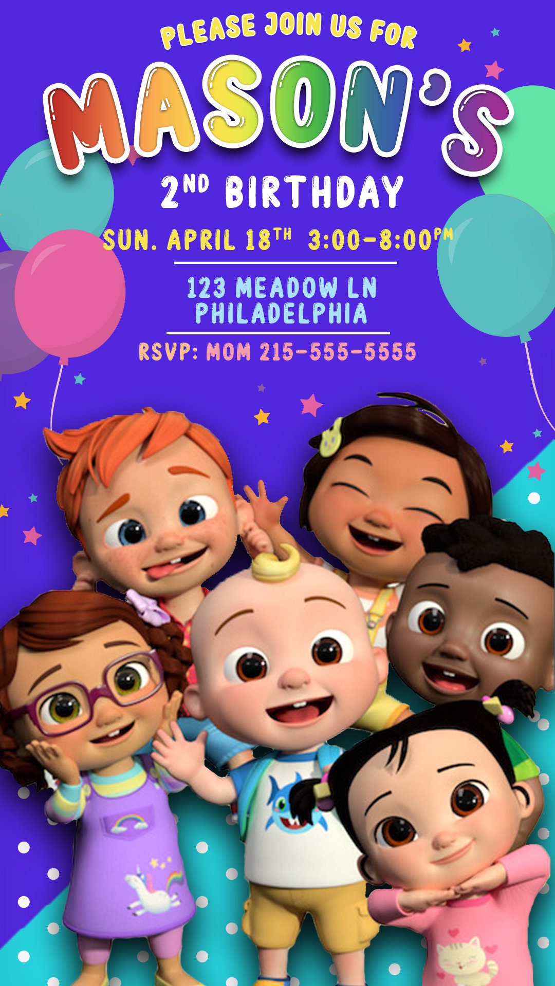 Cocomelon Text Invitation Cocomelon Digital Invite Cocomelon | Etsy