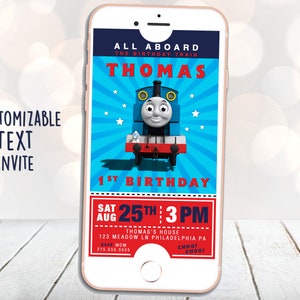 Invito per festa di compleanno di Thomas il trenino, invito di Thomas, compleanno di Thomas e i suoi amici, invito di testo di Thomas, invito digitale