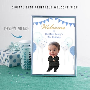 Editable Welcome Sign 8 x 10&quot;, Table Top Birthday Party Sign, Birthday Party Decor, The Boss Welcome Sign, The Boss Favors, DIGITAL