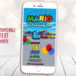Tayo Birthday Invitation, Tayo Birthday Party, Tayo Text Invite, Truck Birthday Invitation