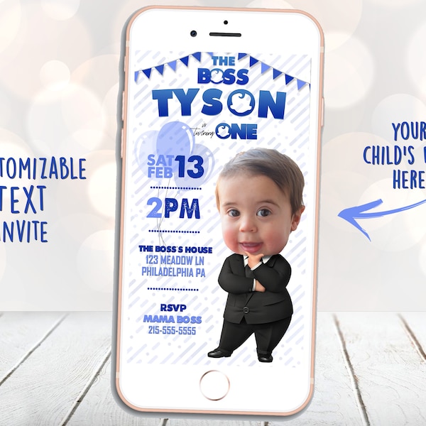 Baby Boss Text Invitation, Baby Boss Invite, Baby Boss Birthday, baby Boss Boy, Digital Baby Boss, Customized