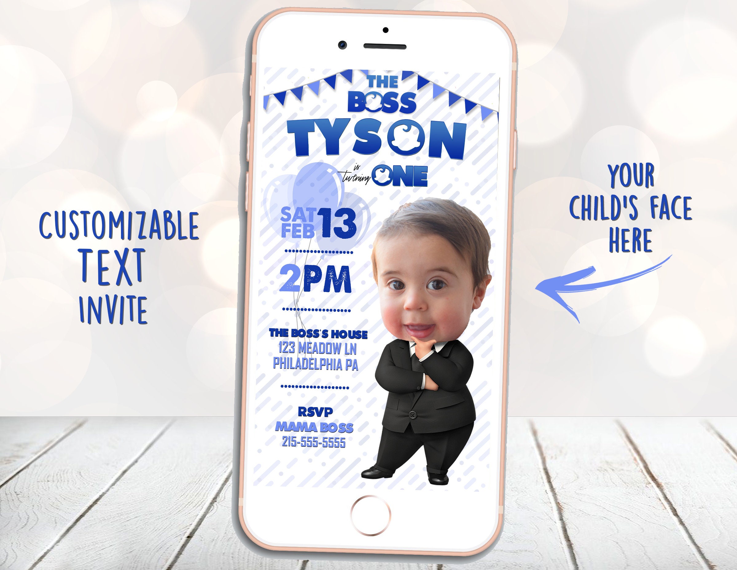 Baby Boss Text Invitation Baby Boss Invite Baby Boss Birthday Baby Boss Boy Digital Baby Boss Customized Etsy