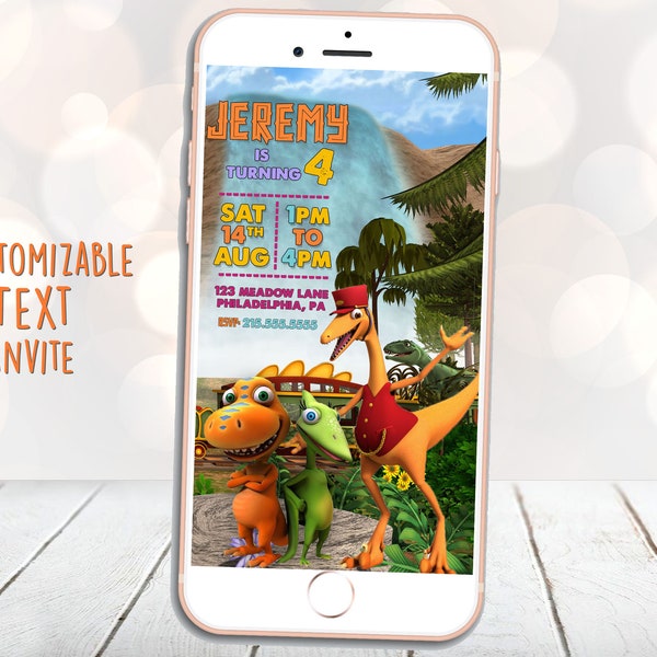 Dinosaur Train Birthday Invitation, Digital Text Dinosaur Train Invite, Dinosaur Train Birthday Party Invite, Dinosaur Invitation