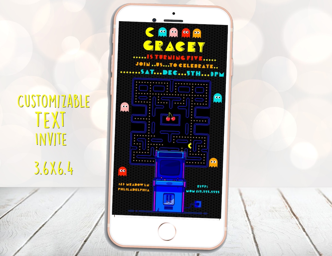 Pac-man Invite Video Game Invite Digital Pac Man Invite - Etsy