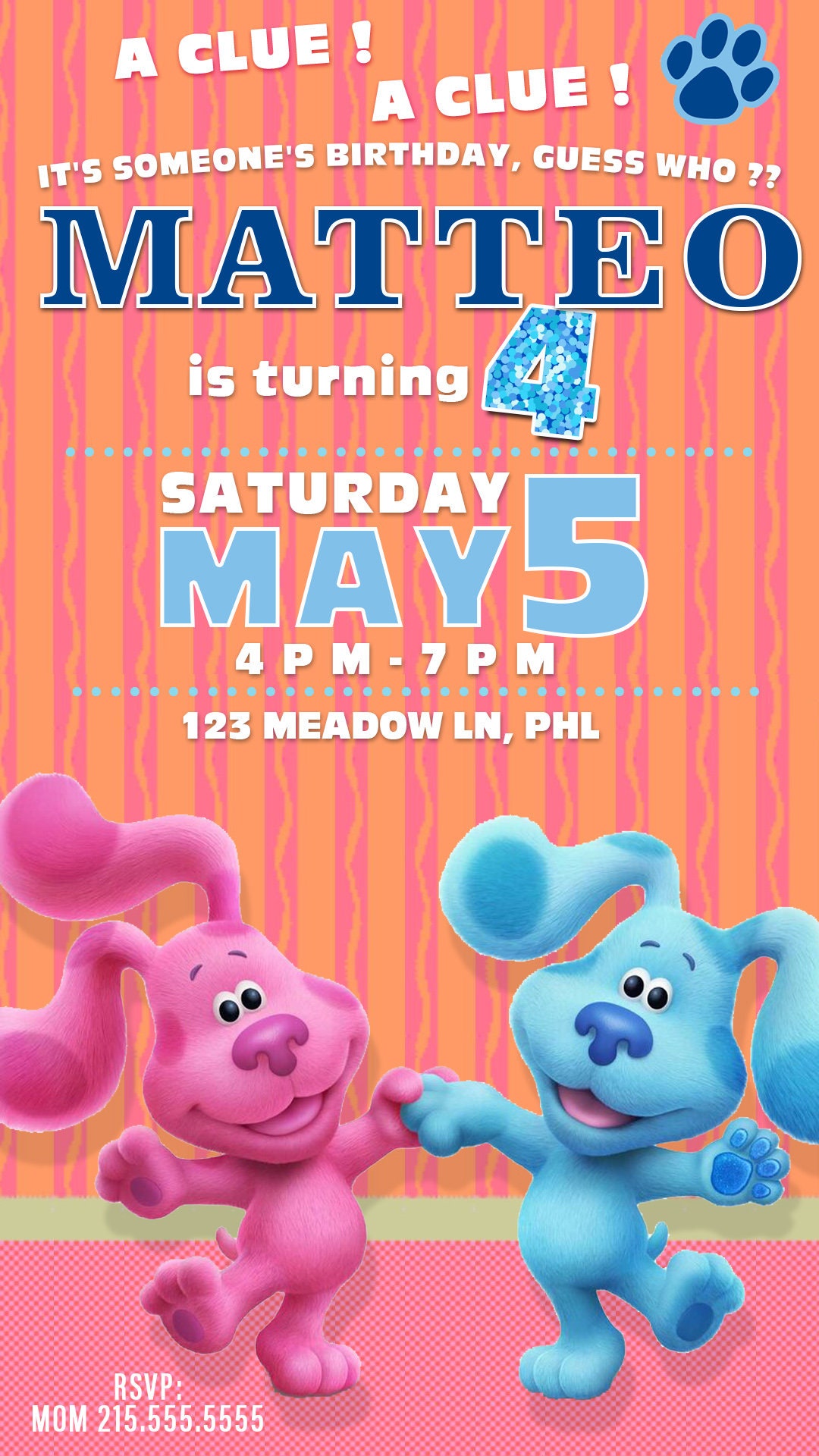 Blues Clues Birthday Blues Clues Text Invite Digital Blues - Etsy UK