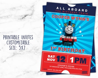 Thomas the Train Invitation, Train birthday, Train Theme Party, Digital  5x7 Invite, Thomas the Train