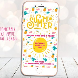 Summer Invite, Summer Birthday, Pool Party Text, Summer Party Text, Text Invite, Summer Party Invitation, Birthday, Swim Party