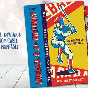 Invito baseball, Festa di compleanno baseball, Invito digitale baseball, Invito 5x7, Festa sportiva, Invito sportivo, Festa di carte da baseball per bambini