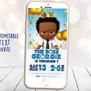 Baby Boss Text Invitation, Baby Boss Invite, Baby Boss Birthday, baby Boss Boy, Digital Baby Boss, Customized