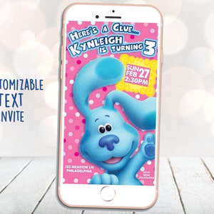 Blues Clues Birthday, Blues Clues Text Invite, Digital Blues Clues, Text Invitation, Customized Text
