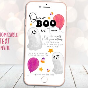 Halloween Birthday, Halloween Birthday Invitation, Halloween Bday, Halloween Digital Invite, Boo Birthday, Our Boo is Two, Text Invite