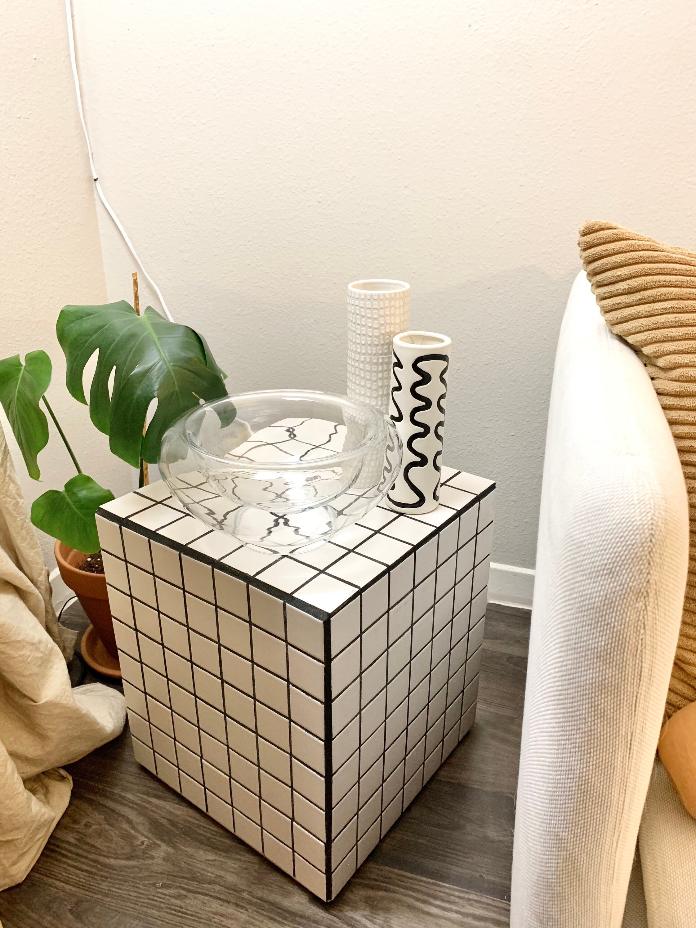 Tile cube tiled side table mid century danish inspired Etsy