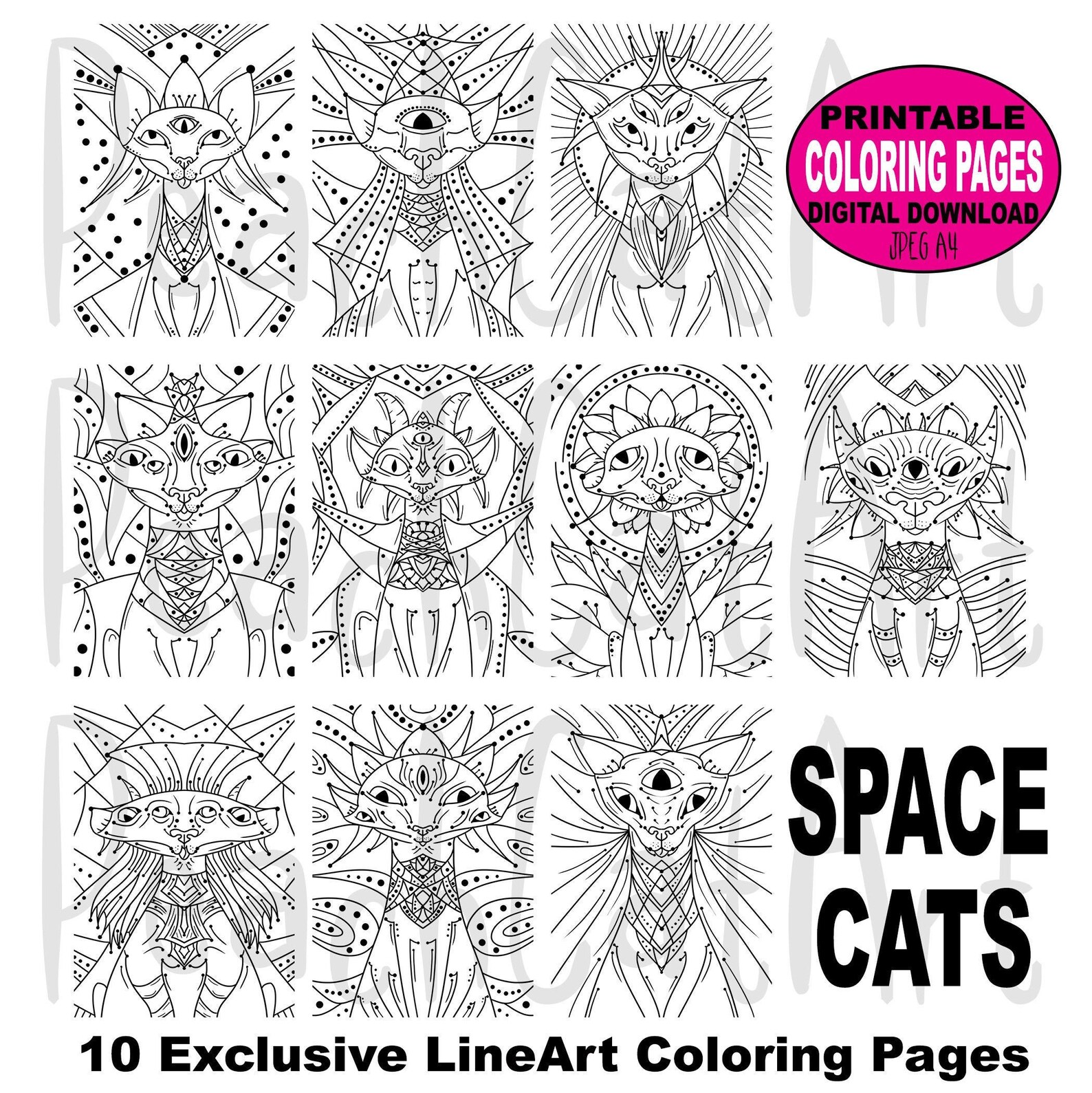 Instant download printable cat art printable space cat 044 etsy
