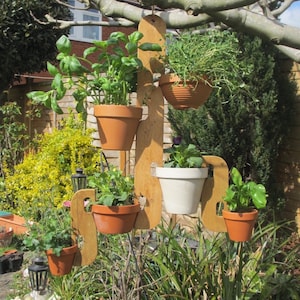 Vier plus zwei Topf handgemachte Holz Blumentopf Aufhänger Halter