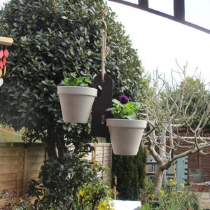 Two pot handmade wooden flower pot hanger holder