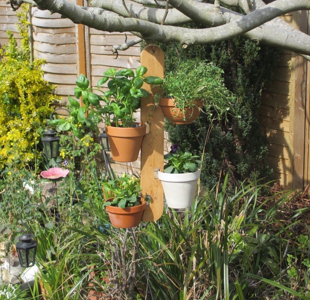 Four Pot Handmade Wooden Flower Pot Hanger Holder Etsy