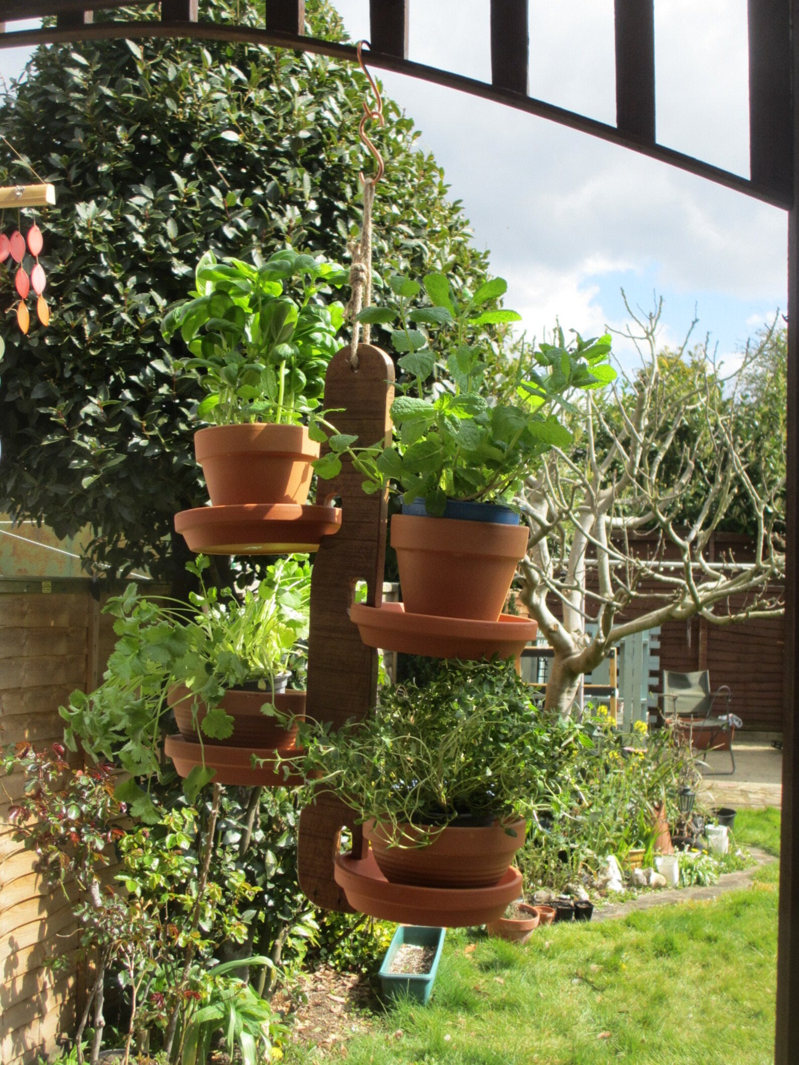 Four Plus Two Pot Handmade Wooden Flower Pot Hanger Holder Etsy