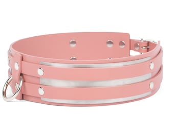 Premium Quality Metal-Pink-Leather Corset Belt "Kris" (10 color options stainless steel hardware)