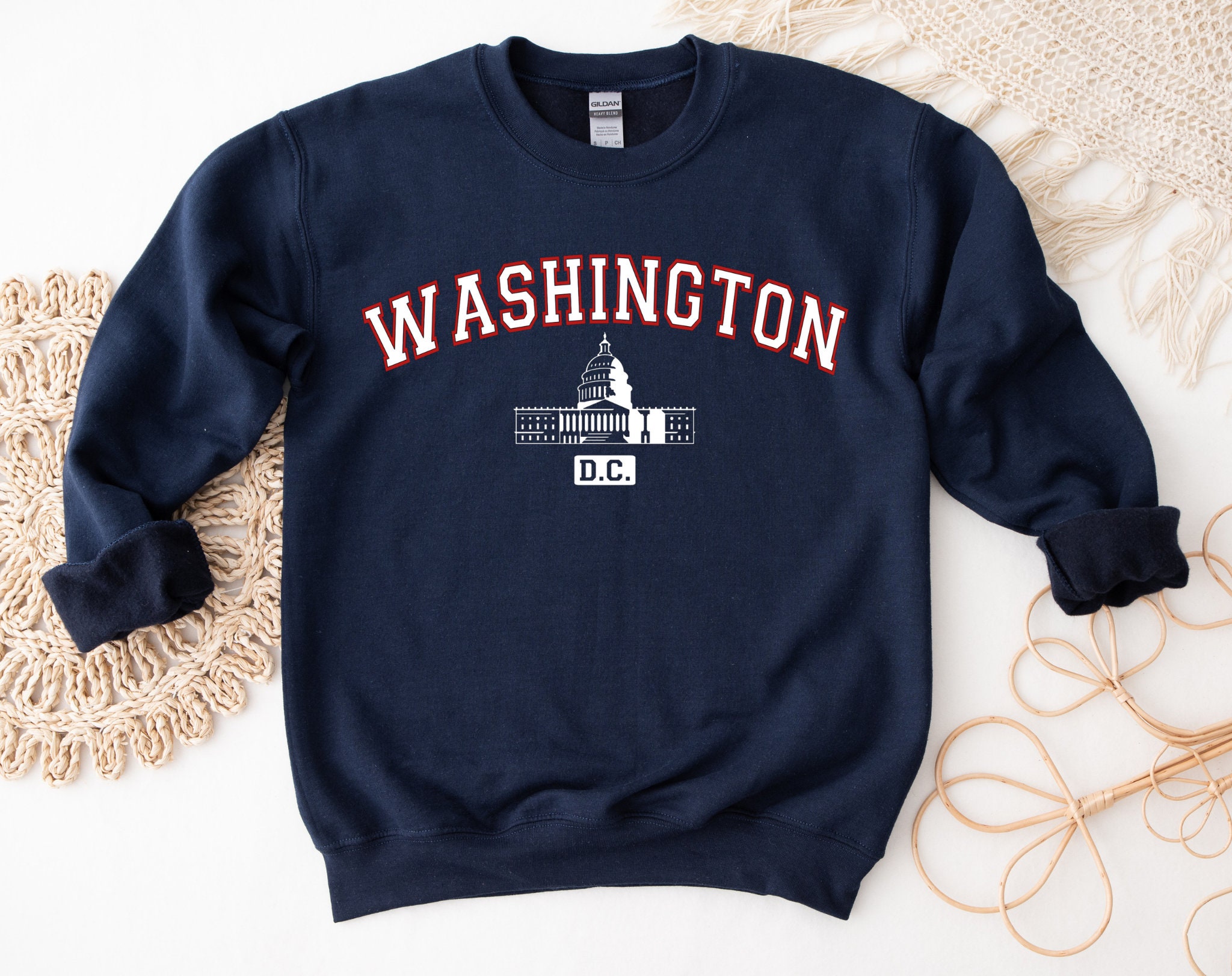 Printify Washington Capitals Screaming Eagle Vintage NHL Crewneck Sweatshirt L / Charcoal