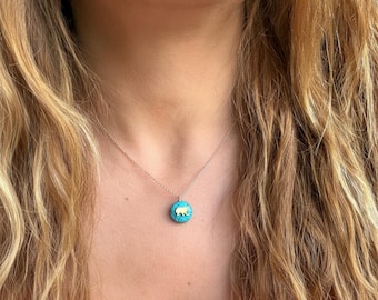 Turquoise Elephant Pendant Necklace – Gift for Prom Girl- Good