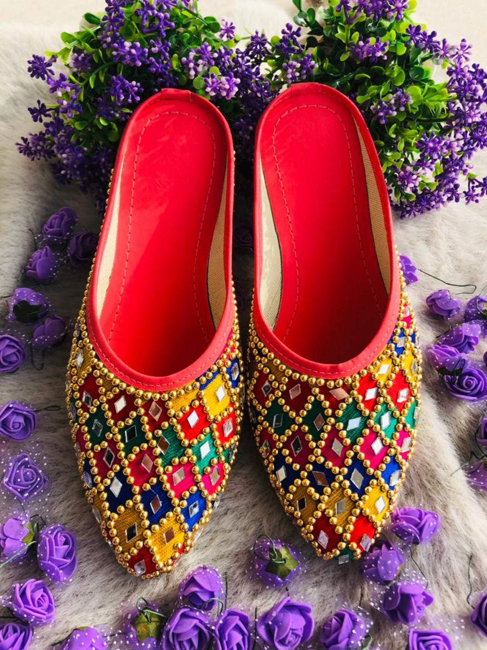 Multi Color Punjabi Jutti Indian Shoes Jutti Shoes Punjabi Etsy