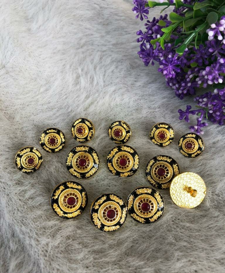 Sherwani Buttons - Metal Handcrafted Buttons - Kundan Meena Handcrafted ...