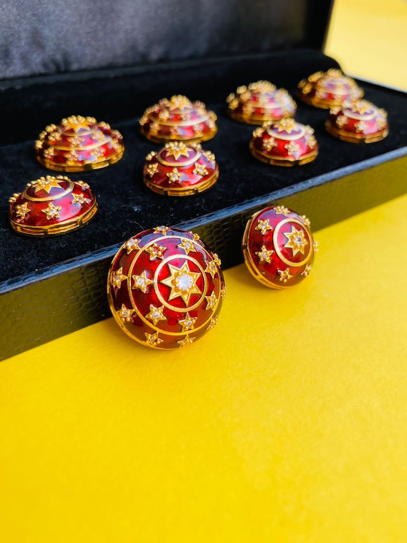 Silver Polki Handmade Men's Coat Button Set Painted Coat Etsy