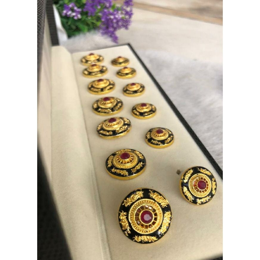 Sherwani Buttons - Metal Handcrafted Buttons - Kundan Meena Handcrafted ...