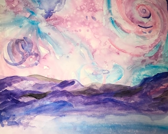 Ciel céleste - Aquarelle originale - COVIDE Renaissance