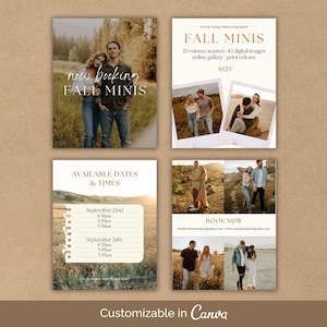 Fall Mini Session Carousel Instagram Post and Stories Canva Autumn Template link