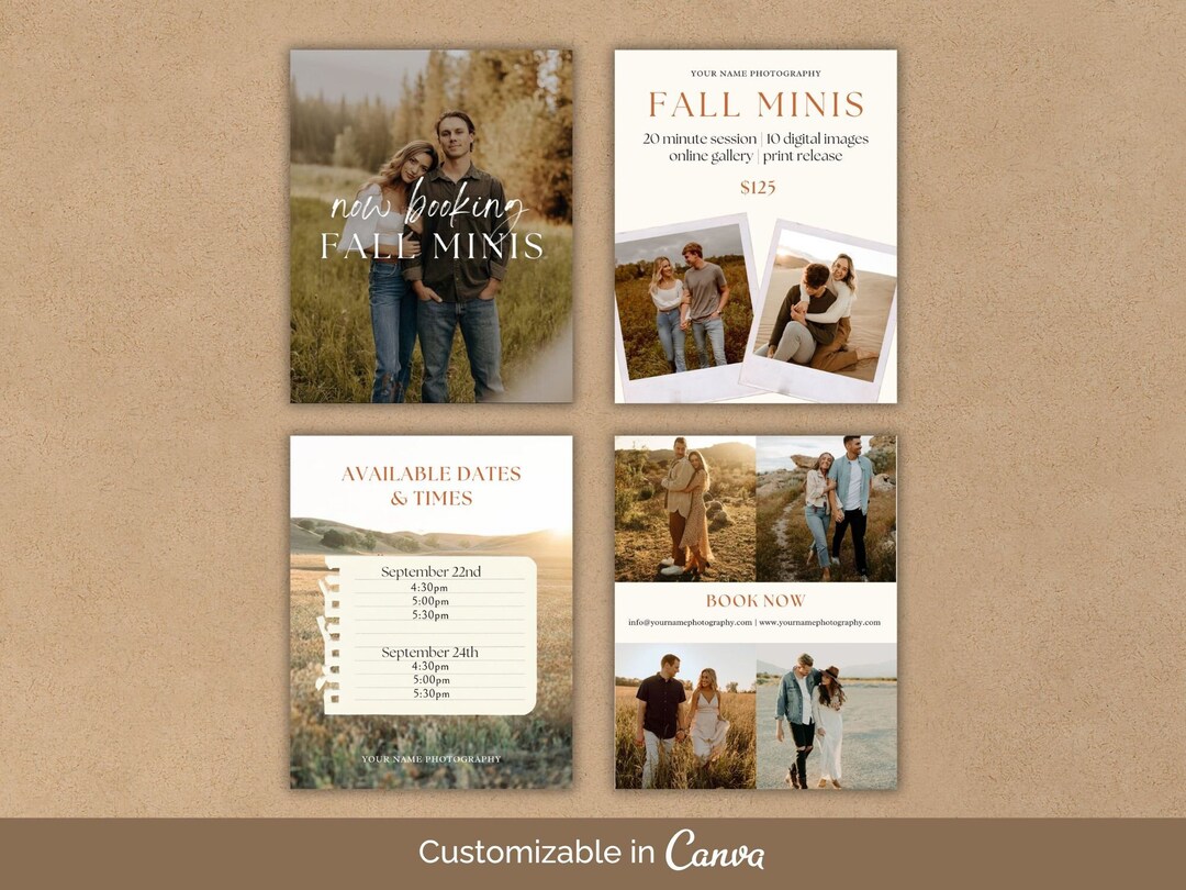 Fall Mini Session Carousel Instagram Post and Stories Canva Autumn ...