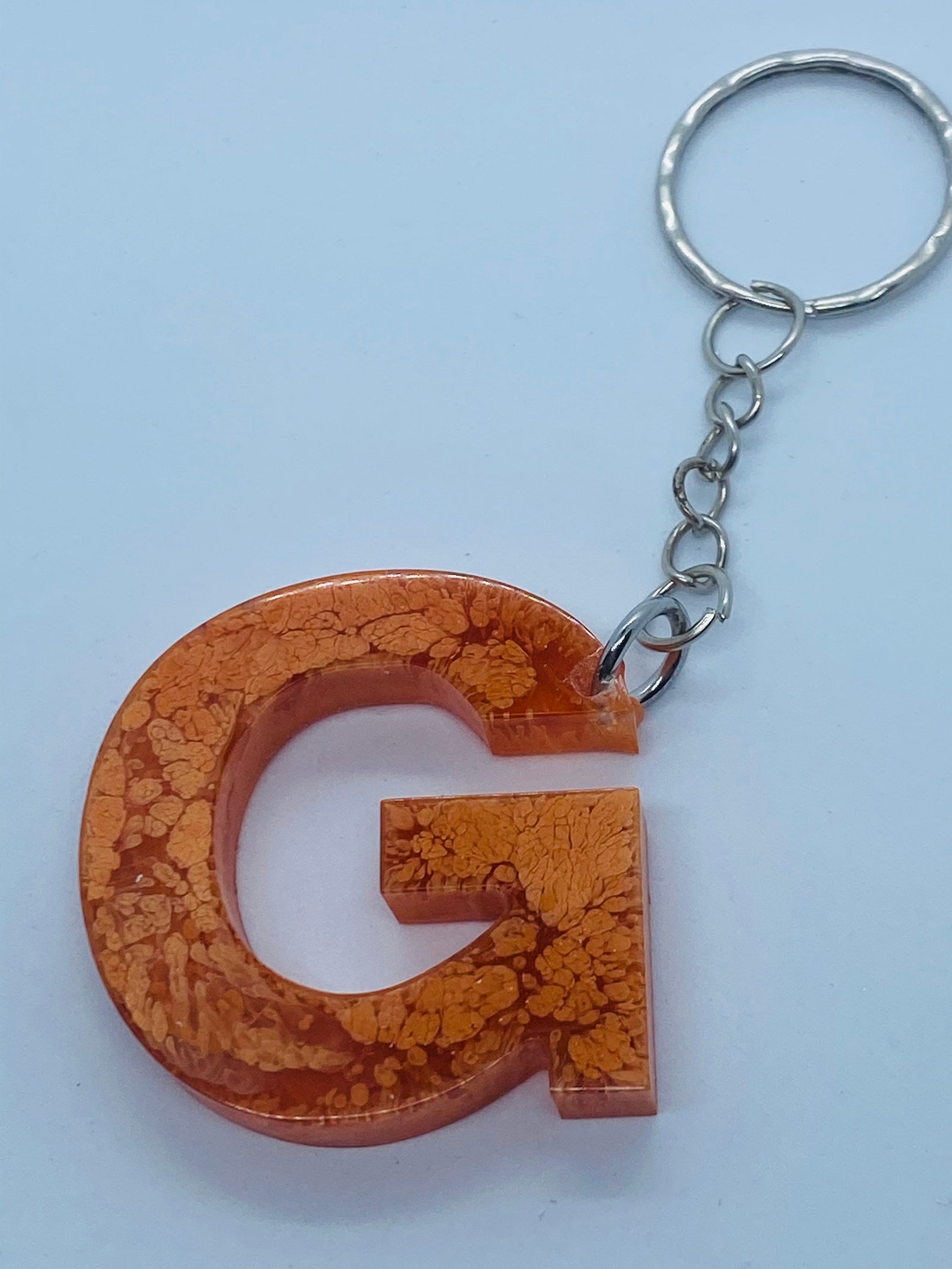 Resin Keychain Letter G Initial Keychain Letter Etsy
