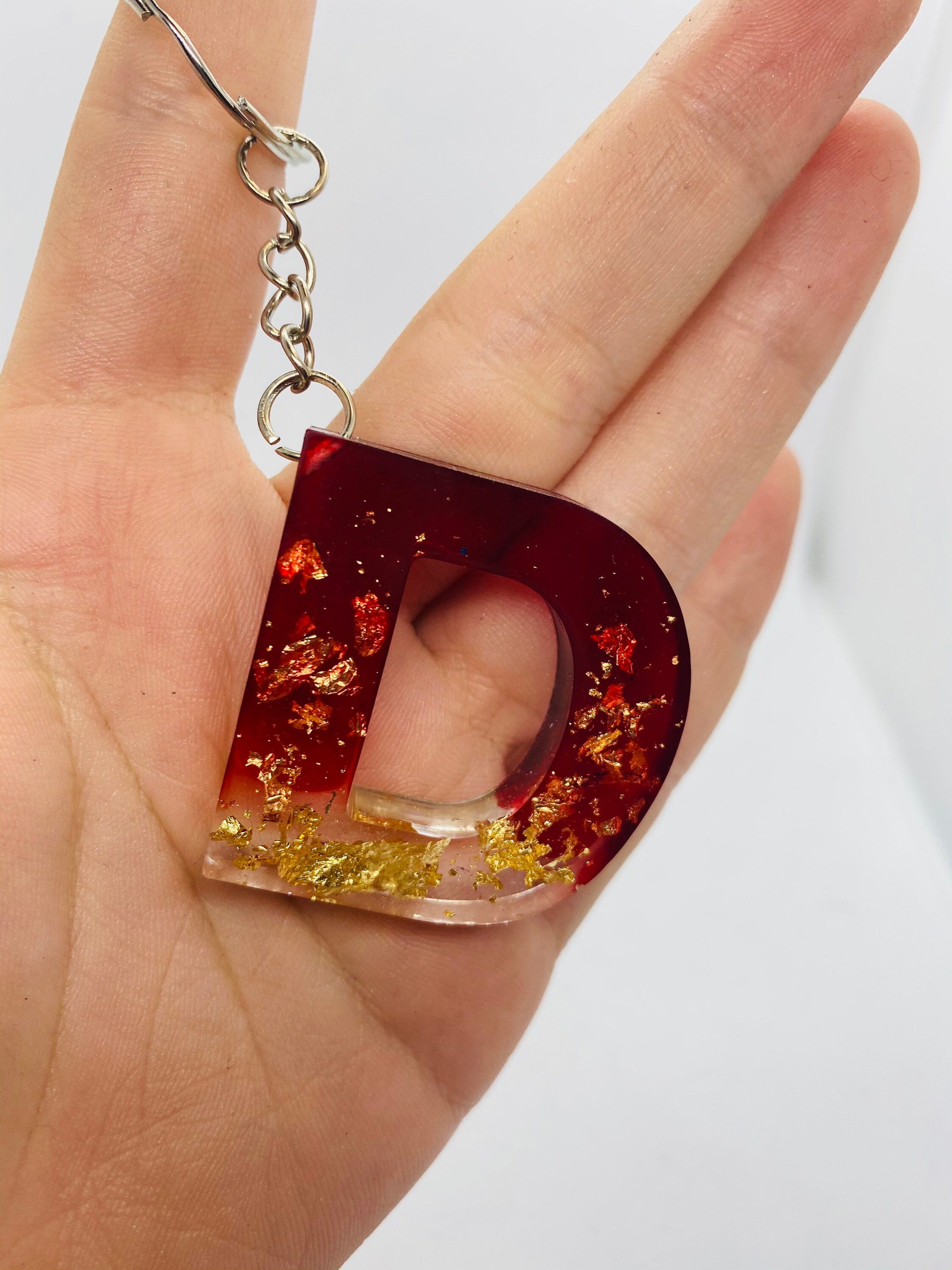 Resin Keychain Letter D Initial Keychain Letter Etsy