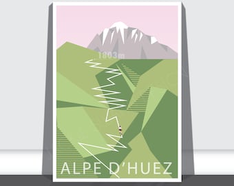 Alpe D'huez, A3 & A4 Cycling Print